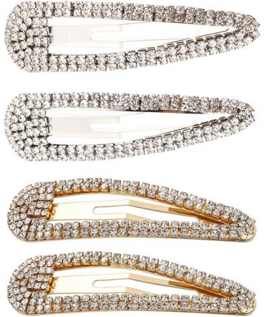 KALLORY 4pcs Rhinestone Bb Clip Rhinestones Wedding Headpiece for Bride Glitter Snap Clip Manicure - Buy Online on GoSupps.com