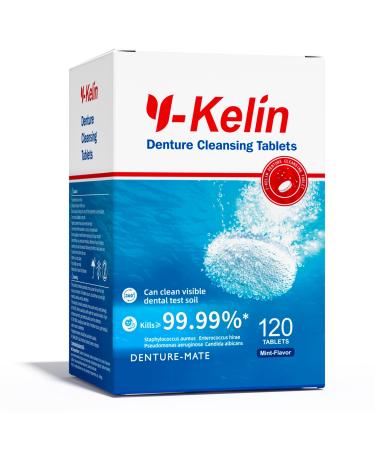 Y-Kelin Tablettes pour Nettoyage Dentier Pastilles pour dentier Pastilles nettoyantes orthodontie nettoyage quotidien(120 comprim s)