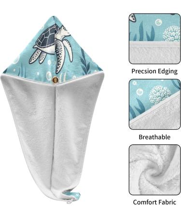 Super Absorbent Turtle in The Sea Hair Towel - 2 Pack Quick Dry Hair Turbans for Women & Girls - Buy Online on GoSupps.com