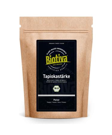 Biotiva Tapioca Starch 1000 g Gluten Free - Ideal for Baking Thickening Bedding Mochi - Bottled and Controlled in Germany