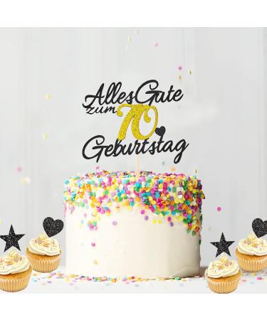 70th Birthday Cake Decorations - Gold Rock 11-Piece Set | Happy 70th Birthday Cake Topper for Men & Women - Buy Online on GoSupps.com