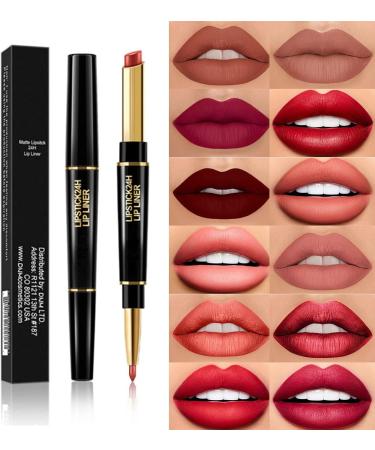 ventes flash Doublure l vres et rouge l vres pour femme doublure en 1 durable 2 longue doublure en velours avec l vre t te crayon rouge l vres pour les voyages quotidiens 1 unit (Lot de 1) red-4 - Buy Online on GoSupps.com