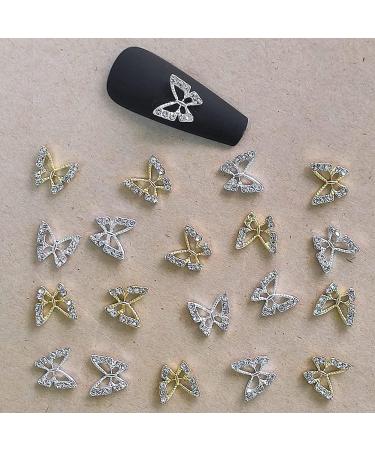 20Pcs Alloy Butterfly Nail Charms - 3D Metal Rhinestones for Acrylic Nails | Shiny Crystal Nail Art Gems for DIY Manicure - Women's Nail Decoration Supplies - Buy Online on GoSupps.com