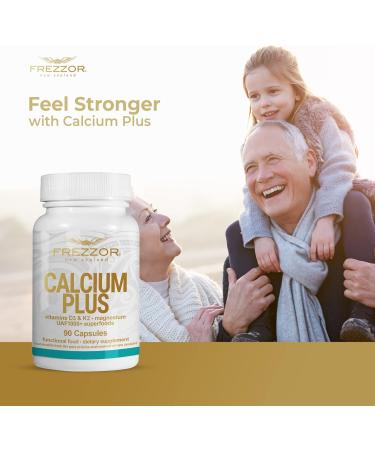 FREZZOR Calcium Plus with UAF1000+ Super Antioxidant | Supports Bone Health, Density & Healthy Body Weight | Optimal Essential Minerals | 270 caps - 3 Month Supply - Buy Online on GoSupps.com