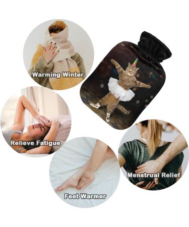 Naanle Cat Ballet Dancer Hot Water Bottle - 1L | Transparent Cover for Bed & Pain Relief | Ideal Hand & Foot Warmer | Heat & Cold Therapy - Buy Online on GoSupps.com