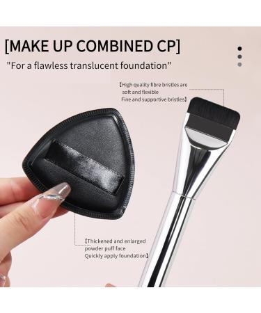 Powder Puff Set | Soft Triangle Makeup Puff & Velour Brush for Streak-Free Liquid & Cream Foundation - Perfect Blending for Flawless Skin - Buy Online on GoSupps.com