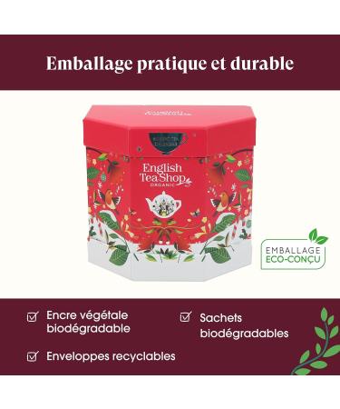 English Tea Shop - Original organic tea and infusion advent calendar - Unroll calendar - 25 pyramid tea bags - Christmas gift - Buy Online on GoSupps.com