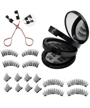 AUOCATTAIL Magnetic Eyelashes Kit  12 Pairs Magnetic False Eyelashes 3D Dual Magnets Extension Reusable Soft Natural No Glue Needed