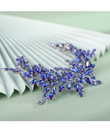 Kercisbeauty Wedding Bridal Something Blue Crystal Headband Rhinestones Silver Hair Piece for Women Girls Updo Hair Jewelry (Blue) - Buy Online on GoSupps.com