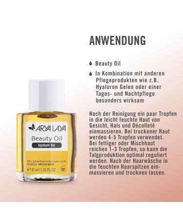 Buy Arya Laya Beauty Oil Jojoba Bio - Vegan Skin Elasticity & Wrinkle Prevention 30ml - Buy Online on GoSupps.com