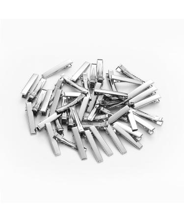 Wynameleri 42mm star hair clip silver secure hair clips grips for short hair 1.65" mini metal hair slide clips flat metal hair pins