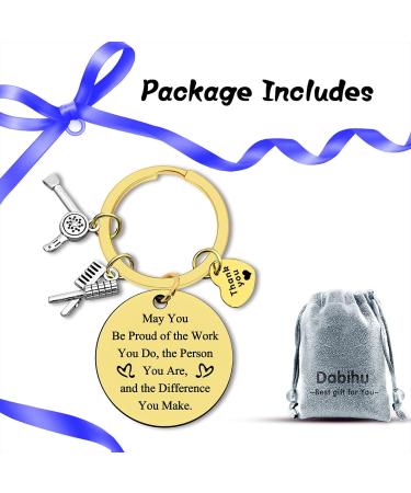 Dabihu Hairdresser Keyring Gifts Appreciation Gifts Keychain for Hair Stylist Cosmetician Hair Barber Beautician Graduation Salon Barber Colleague Christmas Retirement Gifts Gold- May You Be Proud of the Work You Do - Buy Online on GoSupps.com