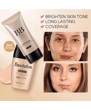  Bploar Moisturizing liquid foundation 30 ml long-lasting natural cosmetic silky texture with matching BB cream for a natural look (natural 30 ml) - Buy Online on GoSupps.com