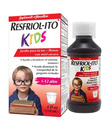 Resfriolito Kids Mucus & Congestion Relief Syrup Dietary Supplement for Children Natural Formula with Ivy Leaf & Agave Jarabe para la TOS y Flemas de Ni os 4 fl oz