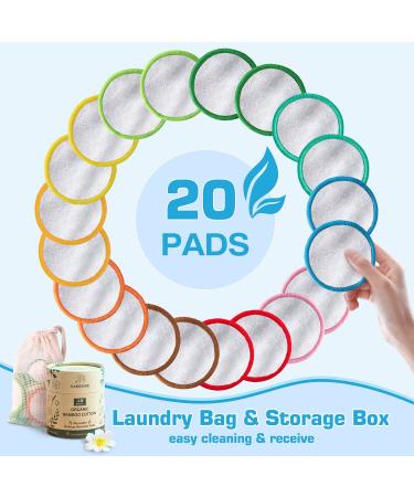 Samtone Reusable Makeup Remover Pads 20 Pack with Laundry Bag - Organic Face Cleansing Rounds for Toner - Washable Eco-Friendly Bamboo Cotton Pads (8cm) - Buy Online on GoSupps.com