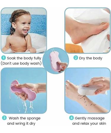 2PC Exfoliating Bath Sponge for Shower - Super Soft Body Scrubber for Adults & Children - Reusable Spa Massage Exfoliator - Dead Skin Remover - Grey - Buy Online on GoSupps.com