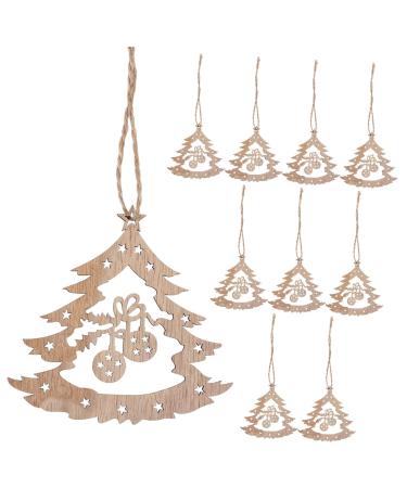 COHEALI 1 set with Embellishments Wood Pendant Ornaments Design Snowflakes Ornament Painting Cutouts Ropes Beige 8.00X7.80X0.20CM