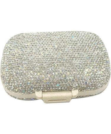 Buy Bling Diamond Pill Organizer - 8 Compartment Portable Rhinestone Vitamin Box (Silver) | Travel-Friendly Medicine Case - Buy Online on GoSupps.com