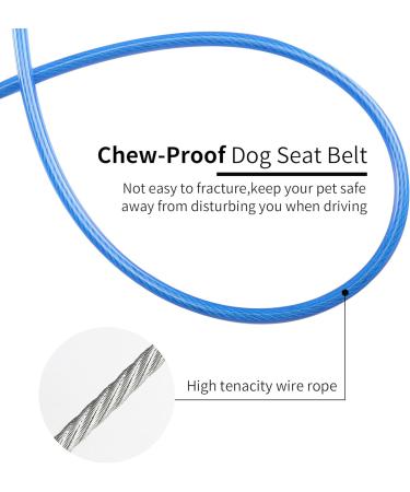 Yaodhaod Dog Seat Belt - Steel Wire Bite-Resistant 60cm Blue - Safety Belt for Dogs & Cats - 2PCs Double Clip & Buckle Adapter - Buy Online on GoSupps.com