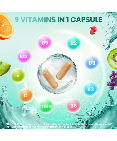 Eliquvit Methylated Multivitamin for Men & Women - Methylated B Complex with Methylfolate & B12-9-in-1 MTHFR Support + TMG - Vegan Multivitamin for Men & Women -Energy & Mood - USA Made-120 Capsules - Buy Online on GoSupps.com