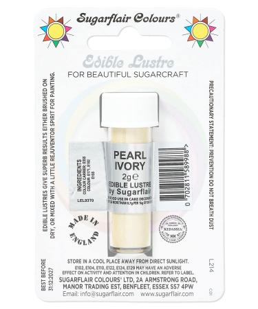 Sugarflair Pearl Ivory Edible Lustre Dust Add a Lustrous Shine to Cakes or Decorations. Brush On or Add Rejuvenator to Create Eye-Catching Edible Paint Gives Shine to Your Bakes - 2g