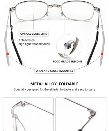 Shop Lanomi Mini Foldable Reading Glasses for Men & Women - Stylish Metal Design 1.0 to 4.0 Diopters Case Included | 1er/2er/4 Pack Available - Buy Online on GoSupps.com