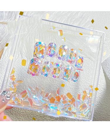 Summer Shiny 10 Piece Warm Elf Aurora Diamond Wearable Nail Sticker False Nails Acrylic Fake Nails Full Cover Nails Tips Artificial Finger Manicure Press on nails for Women and Girls - Buy Online on GoSupps.com