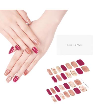 Danni & Toni Half-Hardened Gel Nail Films - Marble Veins Rosa Gold Foil | Self-Adhesive Nail Design Stickers | 28 Pack Nail Tickers for Stunning Manicures - Buy Online on GoSupps.com