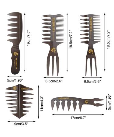 Noverlife 5PCS Men's Pompadour Hairstyling Combs - Professional Wide Teeth Texture Comb Set for Slicked Back Hairstyle - Buy Online on GoSupps.com