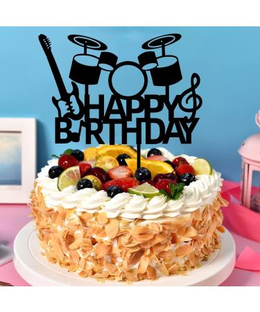 PLIGREAT Happy Birthday Cake Toppers Black Acrylic Cake Toppers Cupcake Toppers Music Cake Topper for Bands Music Players Musicians Birthday Party Cake Decorations Cake Shops Supplies - Buy Online on GoSupps.com