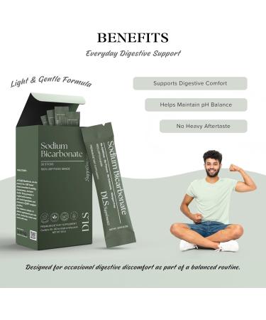 DLS Sodium Bicarbonate Supplement Pure Organic Powder Sticks 3g Each 30 Single-Serve Sachets Vegan Gluten Free Non-GMO Premium Dietary Supplement for Digestive Support & pH Balance Fitness - Buy Online on GoSupps.com