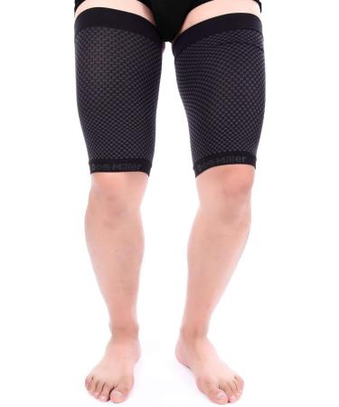 Doc Miller Thigh Compression Sleeve - 1 Pair, Quad & Thigh Wrap for Men and Women - Enhanced Blood Circulation, Muscle Recovery, Upper Thigh Support - Anti-Slip Silicone Band - Black, X-Large - Buy Online on GoSupps.com