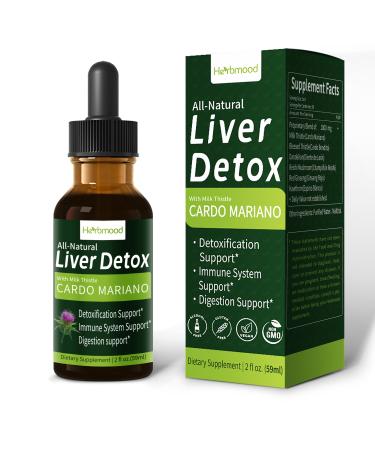 Herbmood Milk Thistle Liver Detox Drops Cardo Mariano para el Higado Graso Alcachofas para Bajar de Peso All-Nature Herbal Extract Liquid for Liver Cleanse Detox & Repair. 2fl oz (Pack of 1)