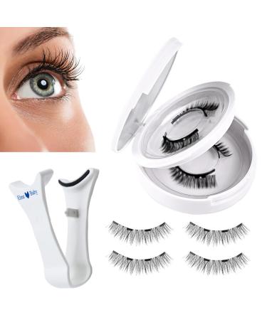Magnetic Lashes with Applicator | Reusable Natural Look Magnet Lashes 1 Pair Easy to Wear Applicator Long-Lasting Eye Makeup for Women & Girls