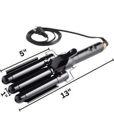 Tru Beauty Foldable 3 Barrel Curling Iron with LED Display - Quick Heat, Tangle-Free Cord - Automatic Hair Styling Tool for All Hair Types in Black - Buy Online on GoSupps.com