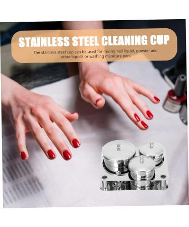 Tovinanna Stainless Steel Cup Container Set with Lid - Manicure Holder Tray & Cleaning Cup - Rustproof Mini Dapping Dish - Buy Online on GoSupps.com