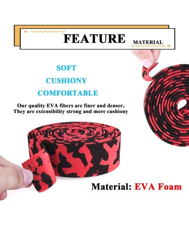 KINGOU Camouflage EVA Road Bike Handlebar Tape Bar Wraps - Black & Red (2PCS) - Buy Online on GoSupps.com