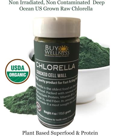 Buy Wellness Organic Chlorella Powder Cracked Cell Chlorella Green SUPERFOOD | Raw Green Supplement Rich in Protein & Vitamins | Broken Cell Wall Non-GMO Vegan Non-Irradiated 4 oz - Buy Online on GoSupps.com
