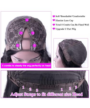 Xagujpo V Part Body Wave Human Hair Wig - Brazilian Virgin Hair for Black Women - Glueless U Part Half Wig with No Leave Out - 150% Density Natural Color - Buy Online on GoSupps.com