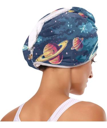 Starry Sky Planets Hair Towel 2 Pack | Super Absorbent Quick Dry Hair Turbans for Women & Girls | Stylish & Functional Head Towel - Buy Online on GoSupps.com