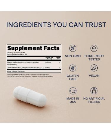 JoinBelle NAD+ and Resveratrol | Daily Routine Formula for Balanced Living and Long-Term Habits | Liposomal Blend in Easy-to-Take 60 Capsule Bottle - Buy Online on GoSupps.com