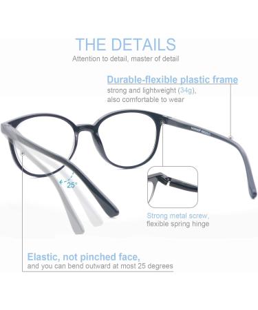 Set of 4 High-Quality Round Reading Glasses for Men & Women - Stylish Comfortable +2.25 - Perfect Reading Aid - Buy Online on GoSupps.com