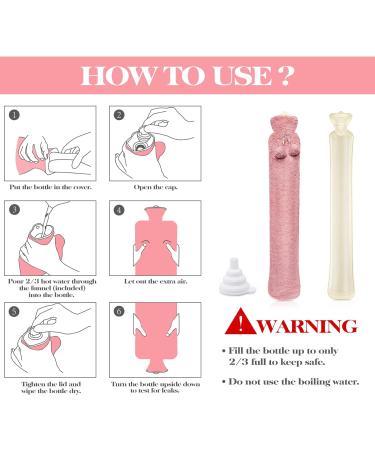 HomeWit Vintage Pink Heat Bottle with Soft Cover - Long 2L Hot Water Bottle for Waist Shoulder & Neck - 73x13cm | Ideal for Pain Relief & Comfort - Buy Online on GoSupps.com