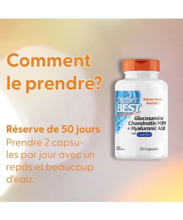 Doctor's Best Glucosamine Chondroitin MSM & Hyaluronic Acid 150 Capsules Gluten Free Soy Free - Buy Online on GoSupps.com