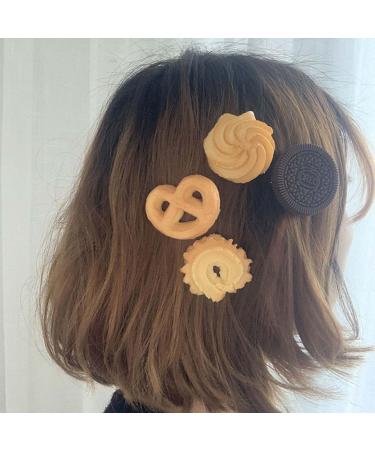 Sttiafay 7Pack Side Hair Clips for Styling Salon Simulation Cookies Pattern Fun Hair Barrettes Cartoon Hairpins Hair Accessories for Women Girls