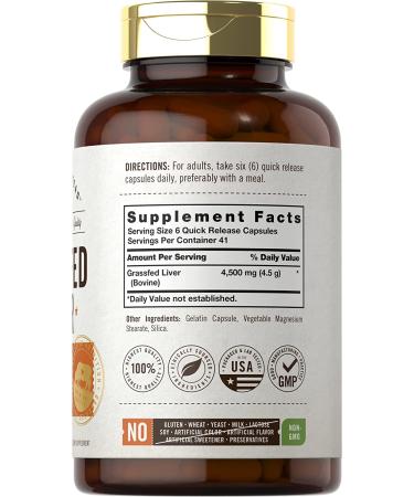 Herbage Farmstead Grassfed Beef Liver Capsules 4500mg | 250 Count | Non-GMO & Gluten-Free - Buy Online on GoSupps.com