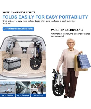 GJDZS Wheel Chairs Ultralight Weight Foldable for Adults Folding Wheelchair Wheelchairs for Adults Lightweight Foldable Travel Wheelchair Can be Easily Carried on The Plane (Color : Blue) - Buy Online on GoSupps.com