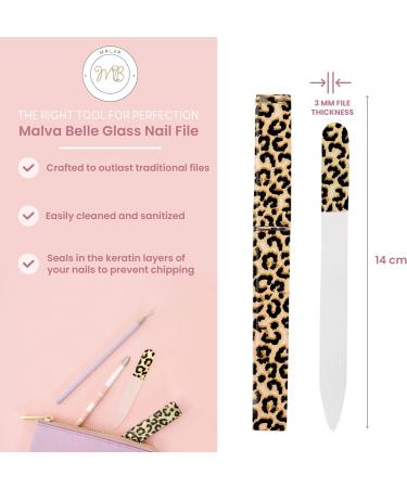 Malva Belle Leopard Print 3mm Crystal Glass Nail File - Professional Salon Manicure and Pedicure Tool for Natural Nails - Buy Online on GoSupps.com
