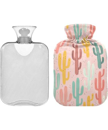NAANLE 2L Cartoon Cactus Hot Water Bottle with Cover - Pain Relief for Menstrual Cramps & Heat Therapy - Buy Online on GoSupps.com