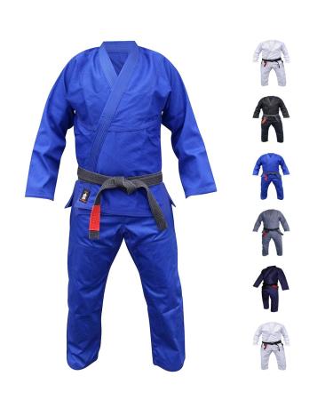 Your Jiu Jitsu Gear BJJ Gi - Brazilian Jiu Jitsu Sports Uniform Blue White Black or Gray Jacket & Pants w White Belt Blue A3 5'10" - 6'1" Height